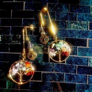 Tree of life chakra stone earrings